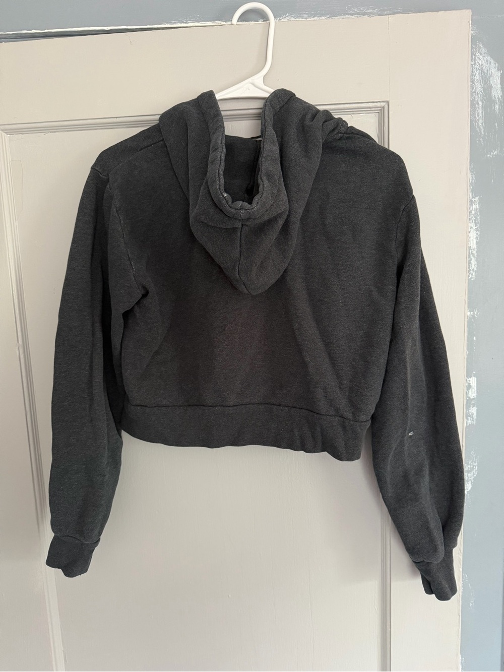 Brandy Melville Distressed Charcoal Cropped Hoodie